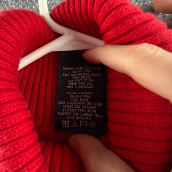 Ralph Lauren Polo Jeans Women Flag Sweater Red XL Turtleneck Knit Pullover USA - Picture 15 of 16